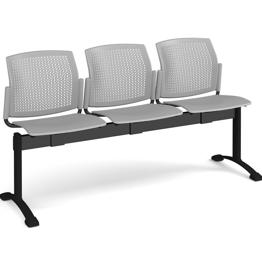 Santana Perforated Back Plastic Seating Bench With 3 Seats